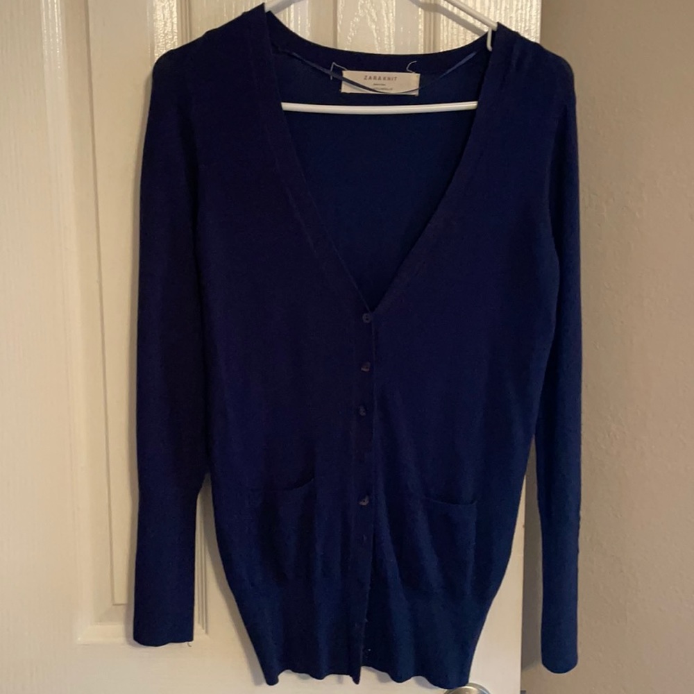 Zara women’s navy cardigan